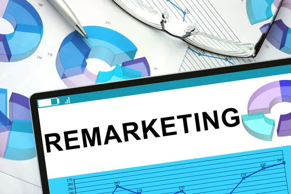 Remarketing On tablet with graphs. — Stock Photo, Image