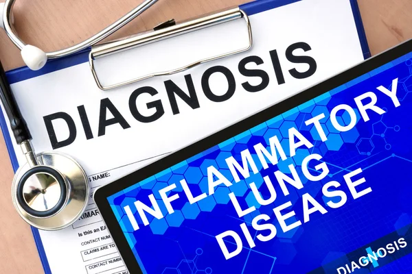 Form with diagnosis and tablet with Inflammatory lung disease — Stock Photo, Image