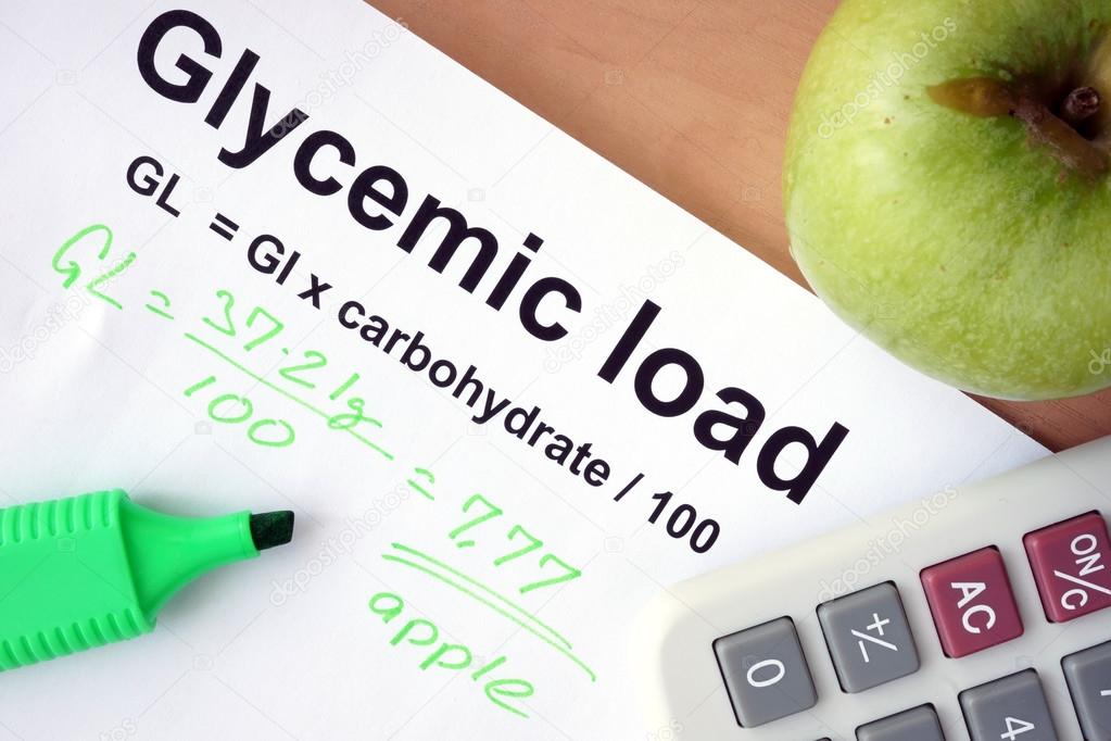 Paper with  glycemic load formula.