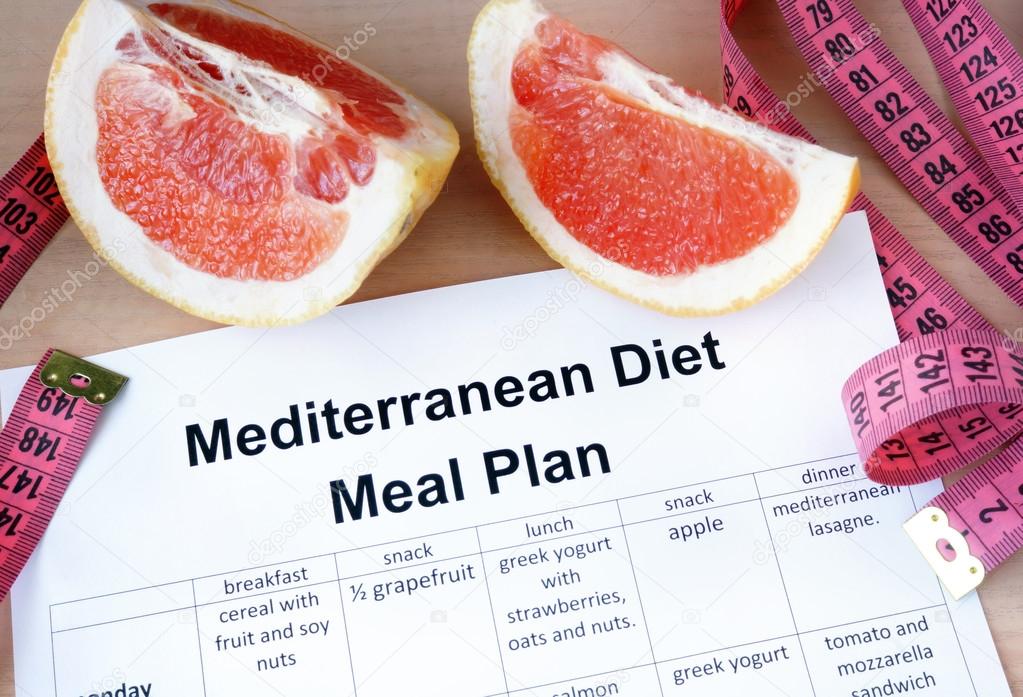 Mediterranean diet meal plan and grapefruit.