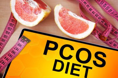 Tablet with  PCOS diet . clipart