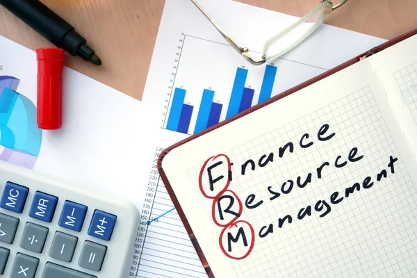 Notepad with words FRM finance resource management  concept. — Stock Photo, Image