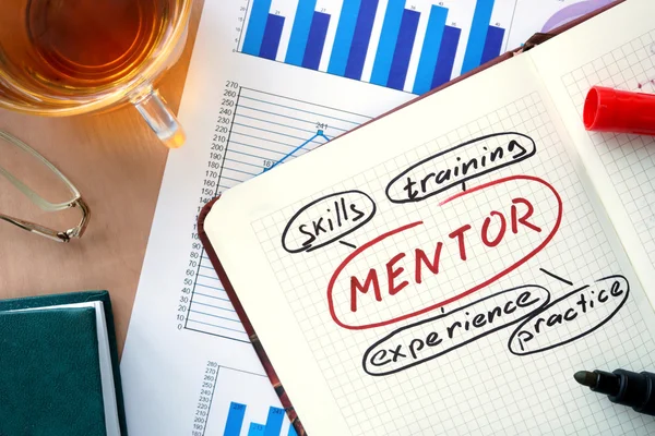 Bloc de notas con concepto de mentor de palabra . — Foto de Stock