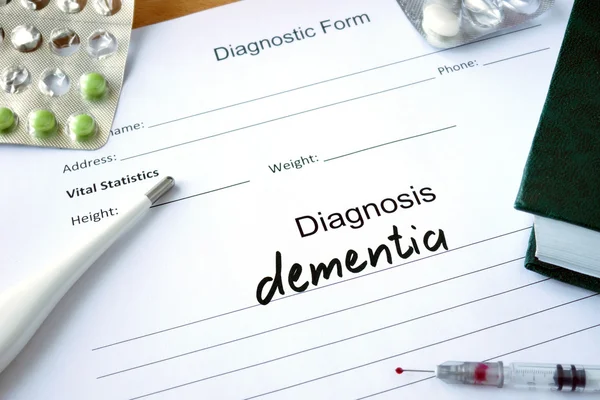 Diagnostic form with Diagnosis dementia. — Stock Photo, Image