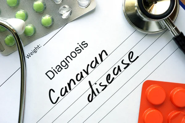 Diagnostyczne postaci z Choroba Canavan diagnozy i pigułki. — Zdjęcie stockowe