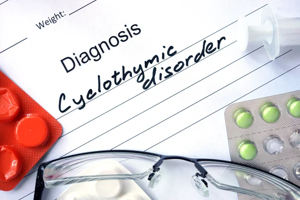 Diagnosis Cyclothymic disorder and tablets. — Zdjęcie stockowe