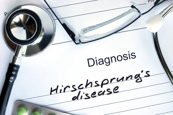 Diagnosis Hirschsprungs disease and tablets. — Stock Photo, Image