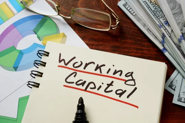 Working Capital auf Notizbuch mit Diagrammen geschrieben. — Stockfoto