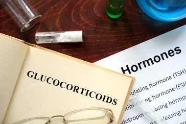 Hormone glucocorticoids  written on book. clipart