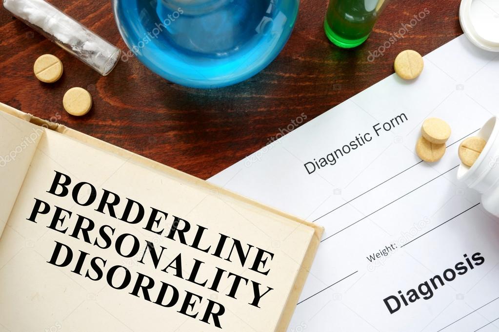 borderline personality disorder  written on a book and diagnosis form.