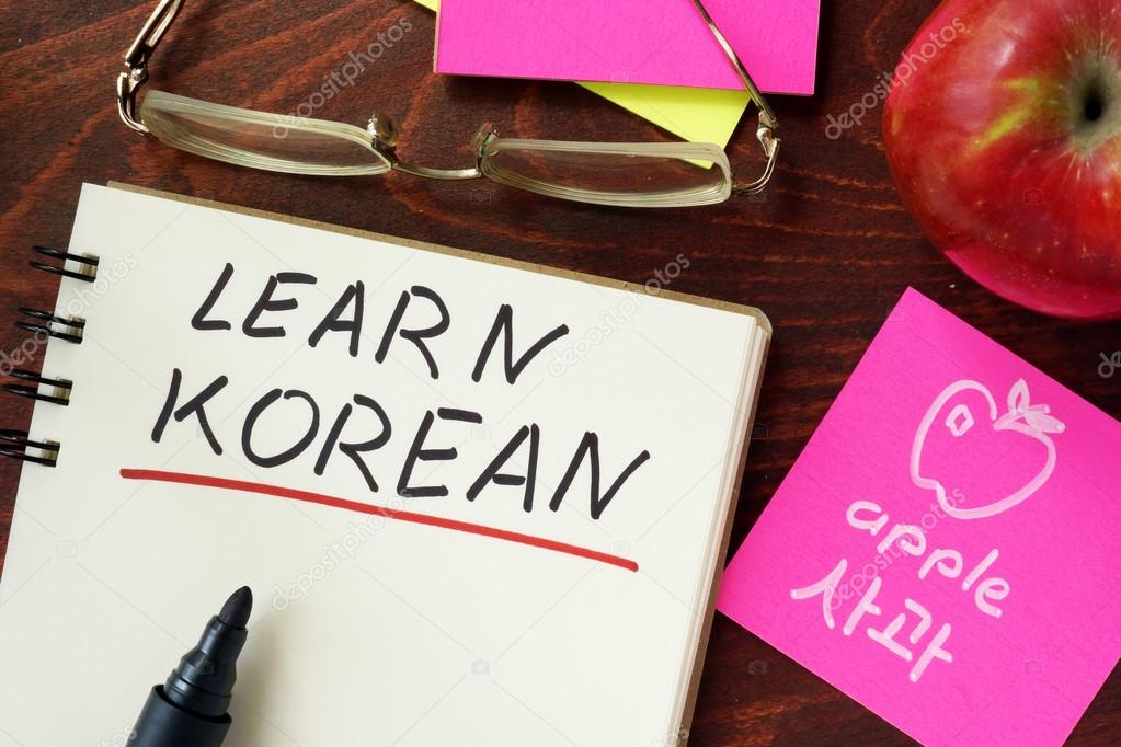 Words learn korean written in the notepad.