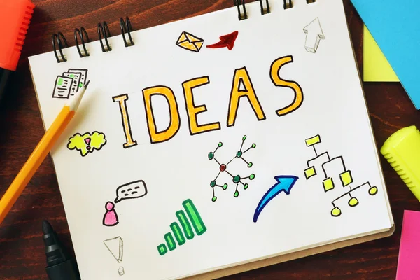 Bloc de notas con ideas. Concepto de inspiración — Foto de Stock