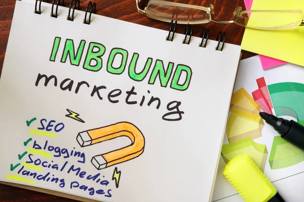 Bloco de notas com conceito de inbound marketing . — Fotografia de Stock