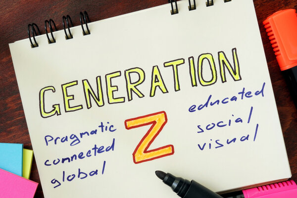 Notepad with generation z on the wooden table. Stock Picture