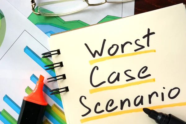 Worst case scenario  concept. Notepad on the table. — Stock Photo, Image