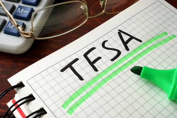 Notebook with TFSA  sign on a table. Business concept. — Stock Photo, Image