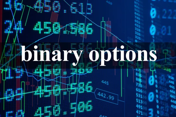 Words binary options  with the trading data on the background. — Stock Photo, Image
