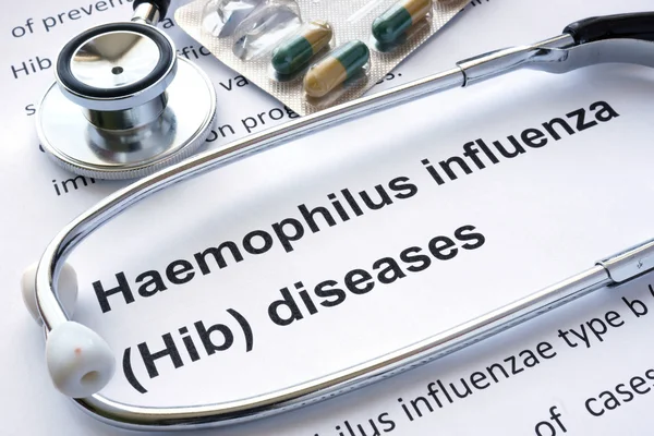 Carta con diagnosi Malattie influenzali da Haemophilus (Hib)  . — Foto Stock
