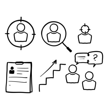 El çizimi Kafa Avcılığı İlgili Vektör Satırı Simgeleri karalama çizgisi sanat biçimi vektörü