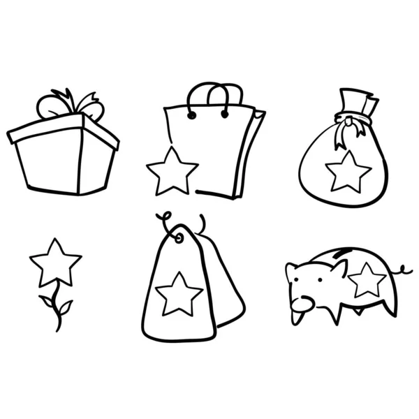 Handgezeichnetes Doodle Sternsymbol Für Loyalitäts Programmzeilen Symbole Bonuskarte Gutschein Einlösen — Stockvektor