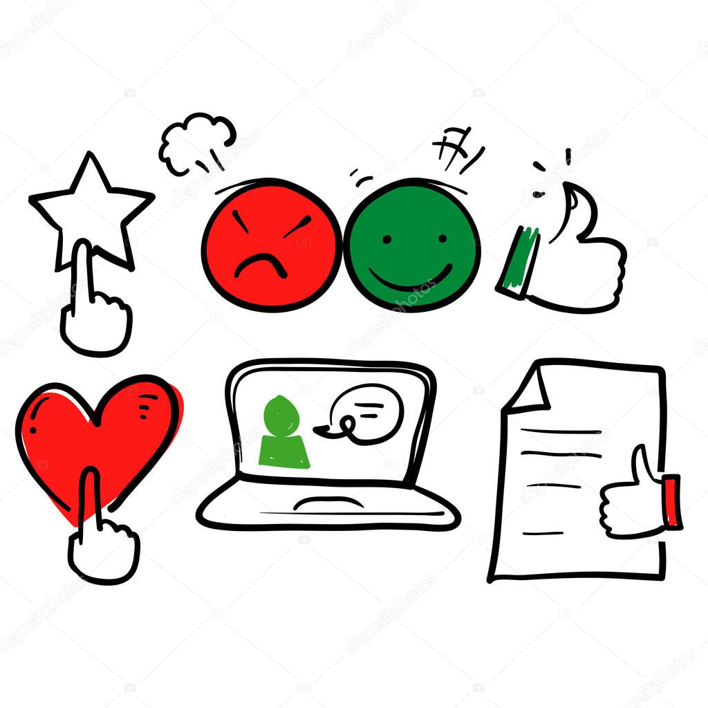 hand drawn Simple Set of Testimonials Related Vector Line Icons. in doodle style vectors sketch