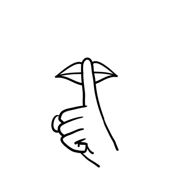 Hand Getrokken Hand Lippen Symbool Voor Niet Storen Pictogram Doe — Stockvector