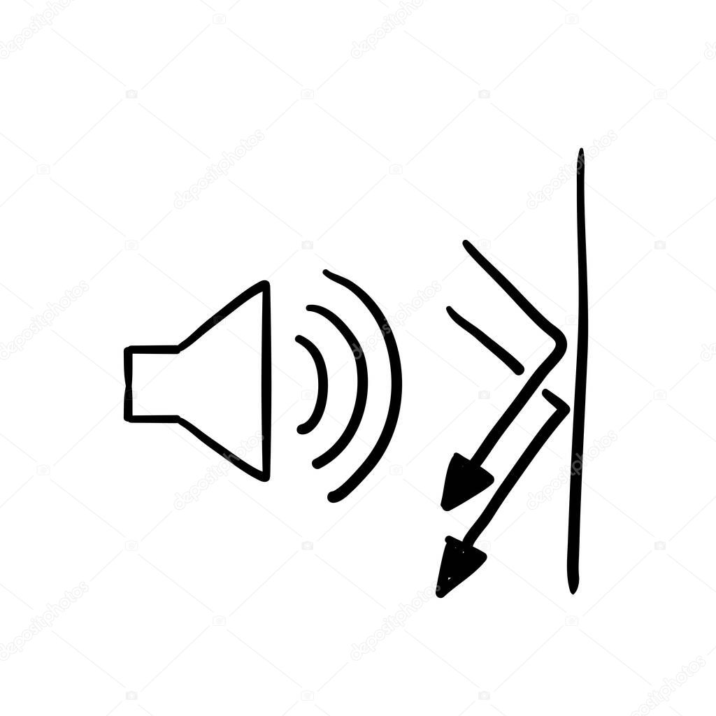 hand drawn soundproofing icon illustration vector in doodle art