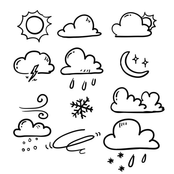 手绘涂鸦天气图标图解向量隔离 — 图库矢量图片
