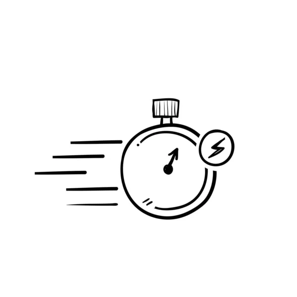 Dessin Main Doodle Rapide Temps Symbole Illustration Vecteur Isolé — Image vectorielle