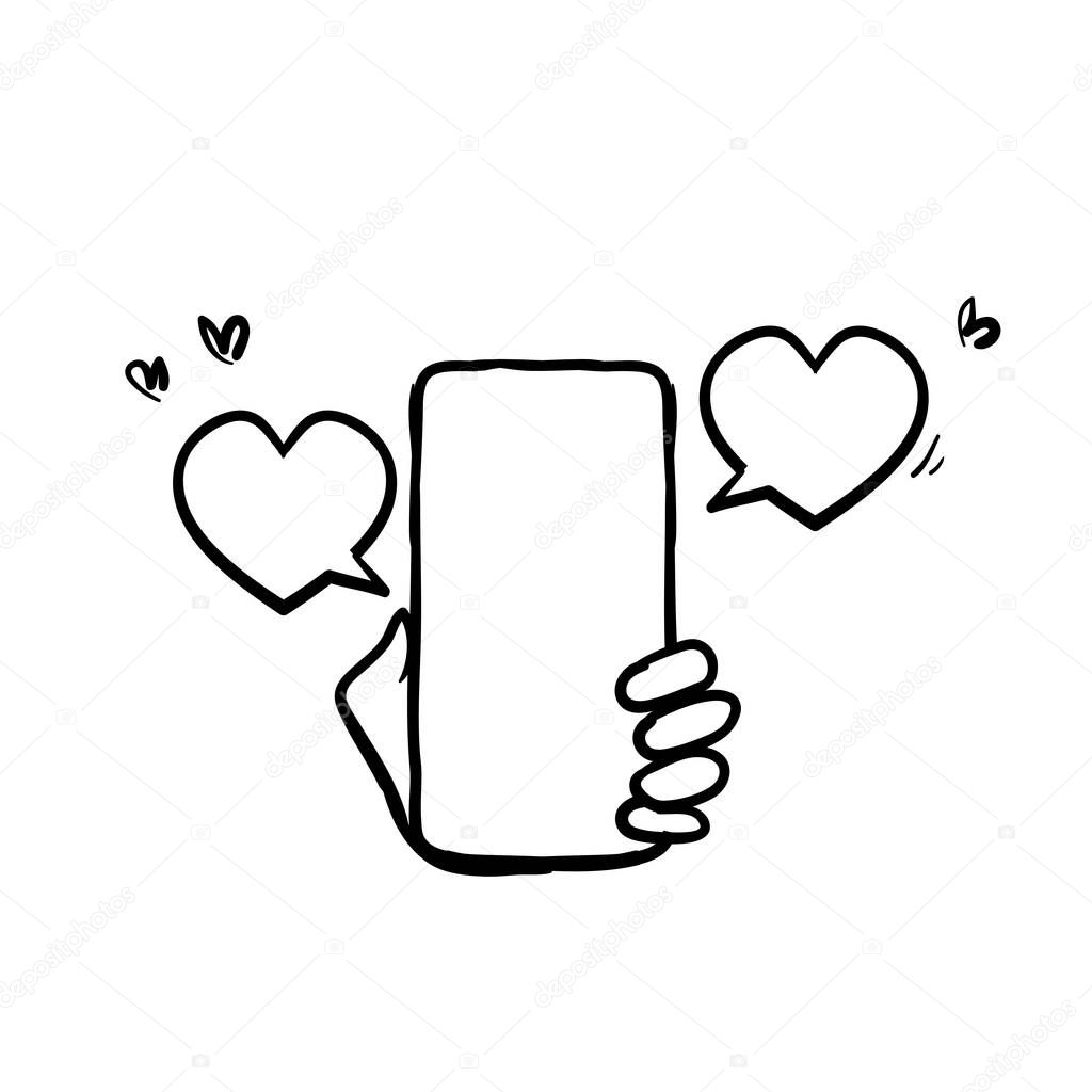 hand drawn doodle love chat icon illustration vector isolated