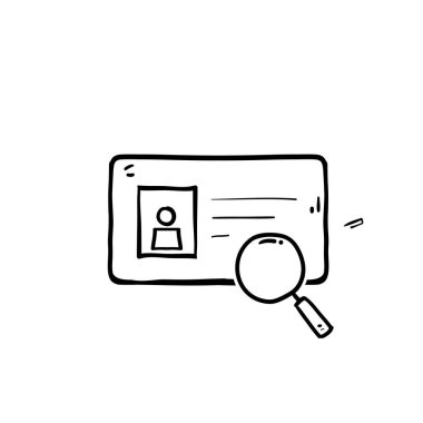 El çizimi karalama kimlik kartı tarama simgesi çizim vektörü izole