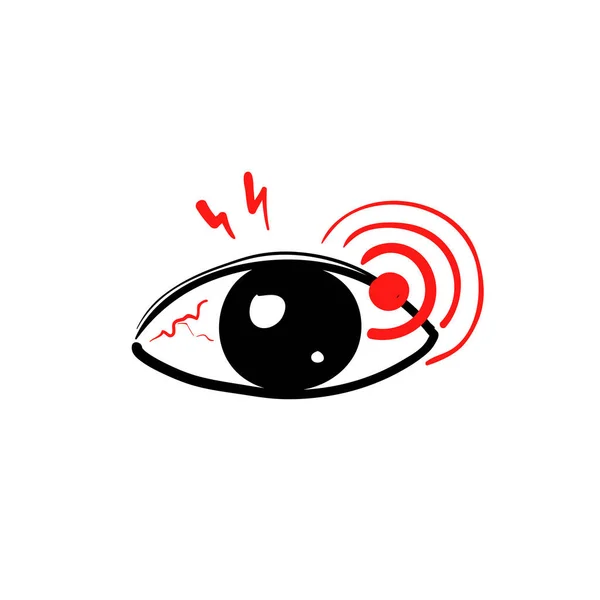 Hand Drawn Doodle Eye Pain Icon Illustration Vector Isolated — Stock Vector