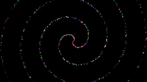 Multi Stelle Colori Grafica Spirale Movimento Con Sfondo Notte — Video Stock