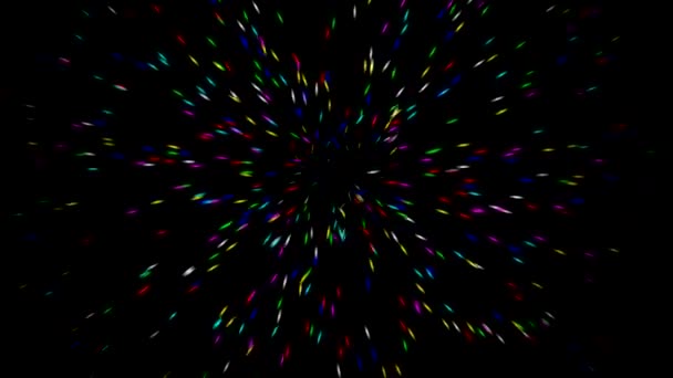 Μαγικά Χρωματιστά Γραφικά Κίνησης Σωματιδίων Φόντο Νύχτα — Αρχείο Βίντεο