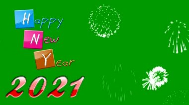Yeşil ekran arkaplanlı mutlu yeni yıl 2021 hareketli grafikleri
