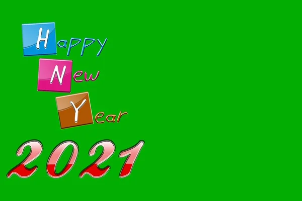 Felice Anno Nuovo 2021 Sfondo Verde Chiaro Foto Stock