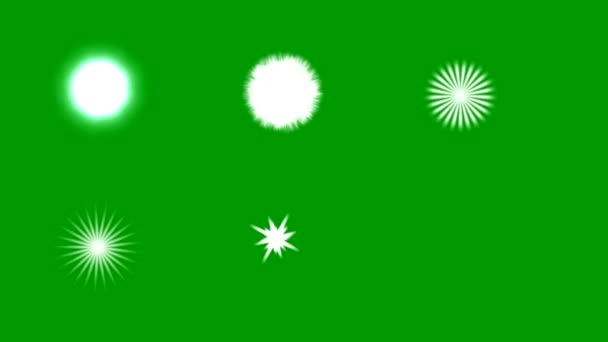 Яркие Звезды Движения Графики Зеленым Фоном Экрана — стоковое видео