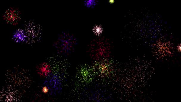 Feuerwerk Bewegungsgrafik Mit Nächtlichem Hintergrund — Stockvideo