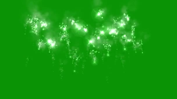 キラキラ光る粒子の動きのグラフィックと緑の画面の背景 — ストック動画