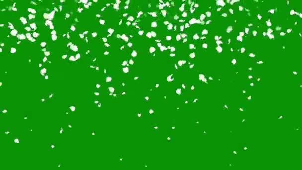 緑の画面の背景を持つ落下コンフェッティ粒子運動グラフィックス — ストック動画