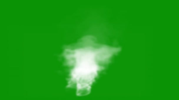 Biała Grafika Ruchu Dymu Zielonym Tle Ekranu — Wideo stockowe