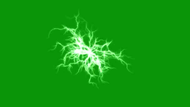 Электрические Искры Графики Движения Зеленым Фоном Экрана — стоковое видео