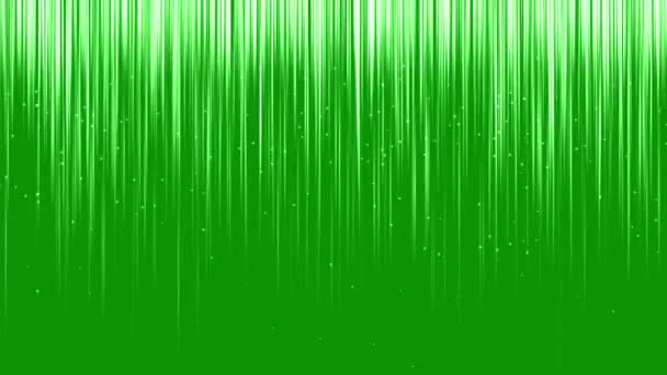 Rayons Lumineux Brillants Particules Scintillantes Avec Fond Vert — Video