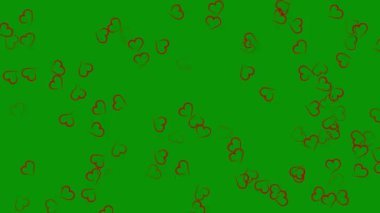 Yeşil ekran arkaplanlı kırmızı kalpler hareket grafikleri