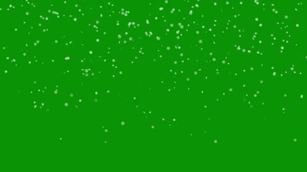 Caída Copos Nieve Gráficos Movimiento Con Fondo Pantalla Verde — Vídeo de stock