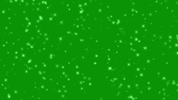 Яркие Звезды Движения Графики Зеленым Фоном Экрана — стоковое видео