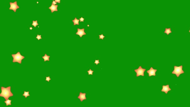 Fallande Stjärnor Rörelse Grafik Med Grön Skärm Bakgrund — Stockvideo