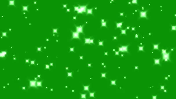 Λαμπερά Αστέρια Κινούμενα Γραφικά Πράσινο Φόντο Οθόνη — Αρχείο Βίντεο