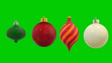 Dönen Noel süsleri yeşil ekran arkaplanlı hareket grafikleri