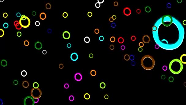 Bunte Kreisrunde Ringe Bewegungsgrafik Mit Nächtlichem Hintergrund — Stockvideo